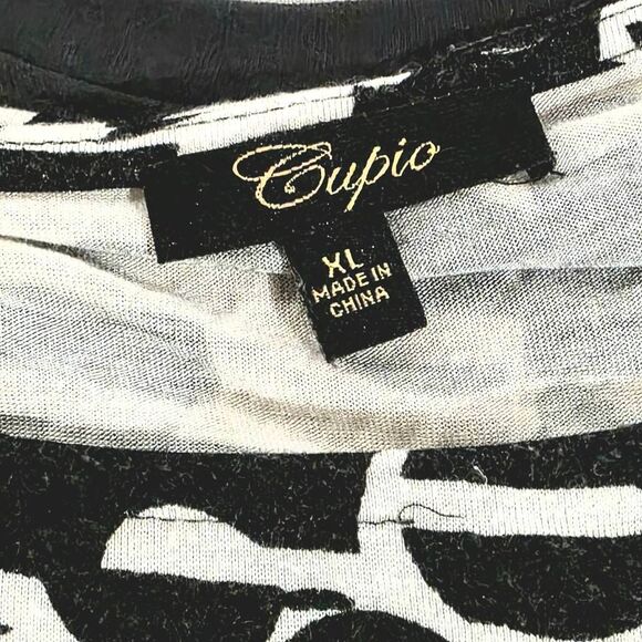 Cupio Black White Abstract Print Tunic Top XL - Picture 5 of 7